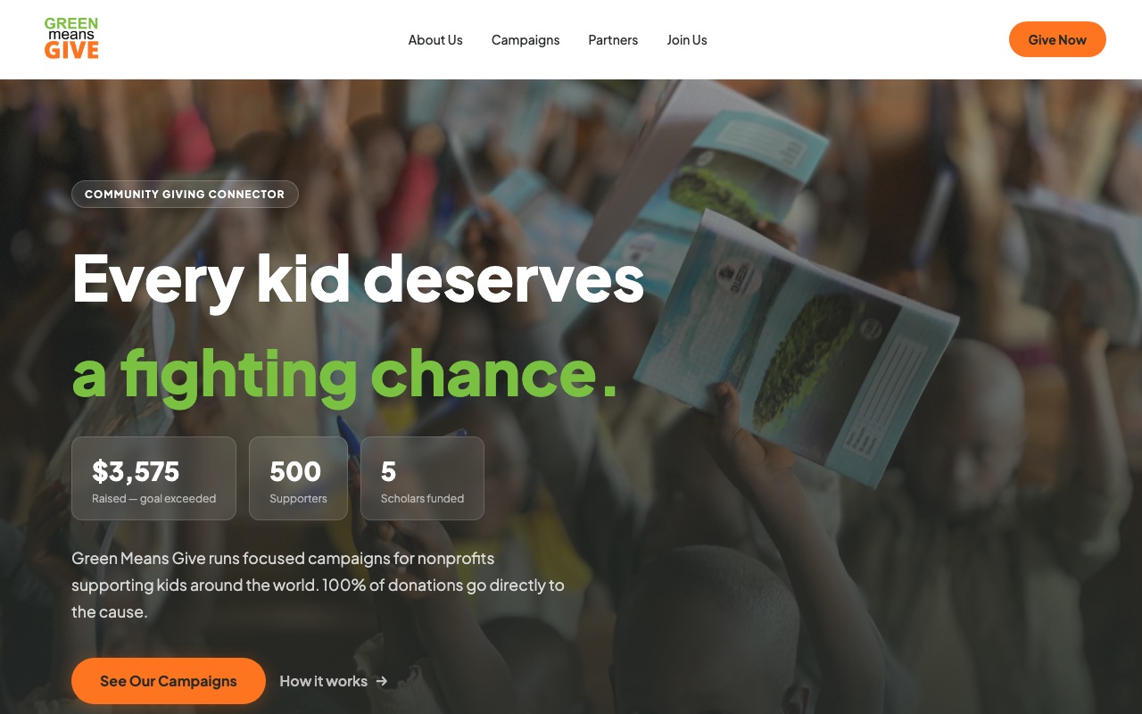 Green Means Give website